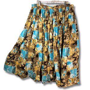 Victoria Jones Skirt 2X Broom Animal Print Turquoise Maxi Boho Gypsy Festival